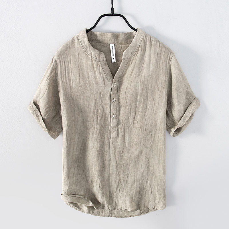Men's Linen Shirt Short Sleeve – Lightweight Summer Casual
